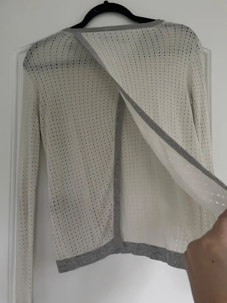 RAG & BONE ARIANA PERFORATED WHITE/GRAY SWEATER XS! - Image 6