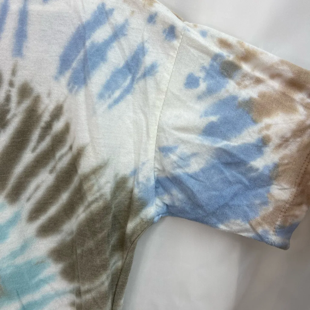No Comment women’s blue brown tie dye spiral short sleeve casual tshirt medium - Image 2