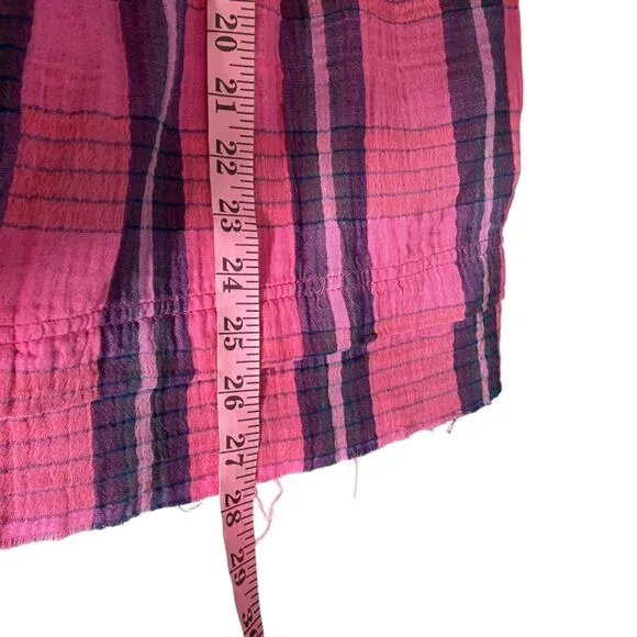 Free People NWT Women's Pink Moon City Plaid Top XS‎ - Image 10