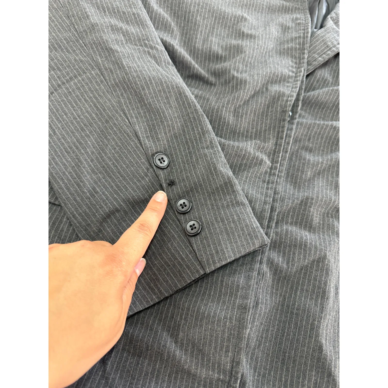 Moon River Jacket Womens Small Grey Pin Striped Double Layer Twill Button Blazer - Image 13