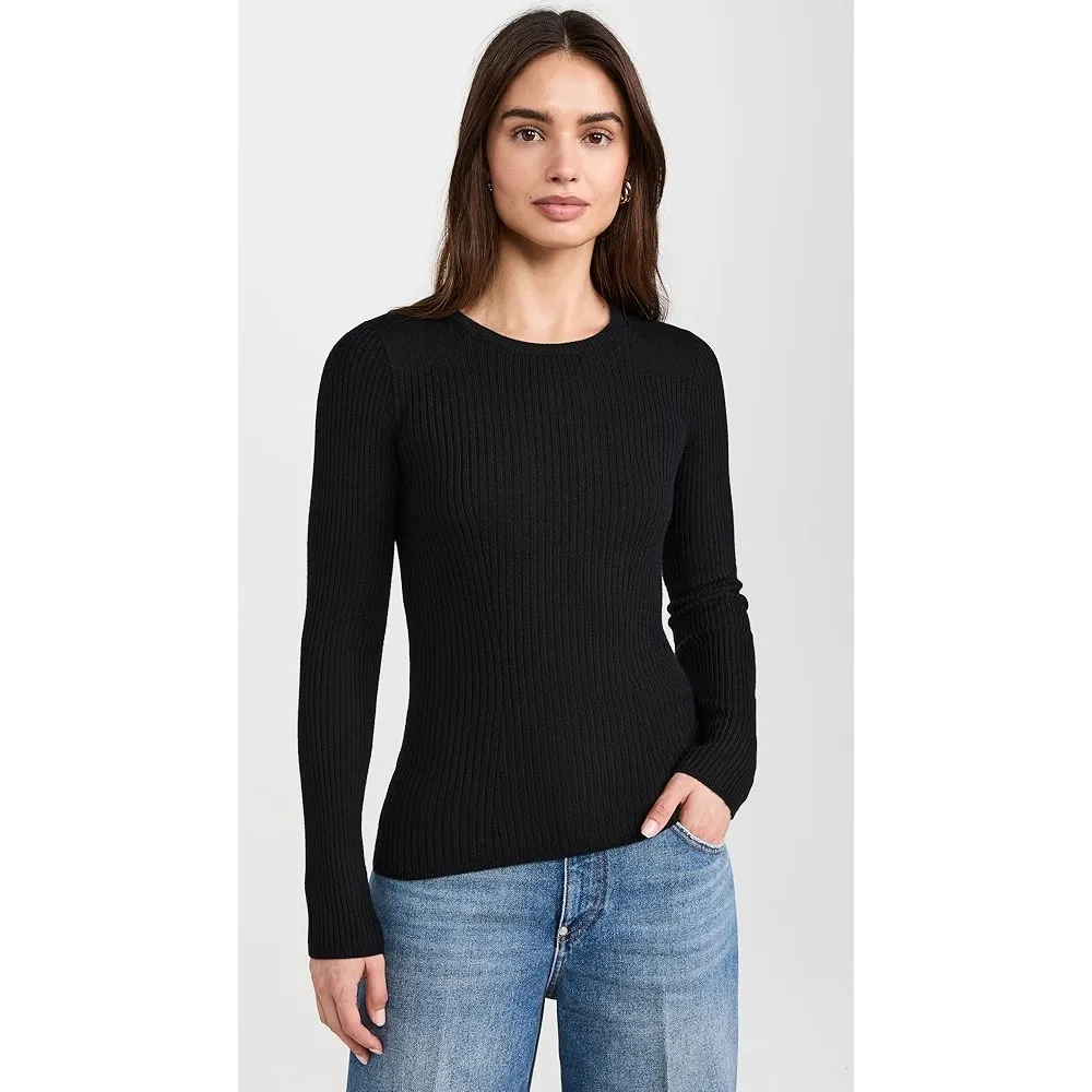 Rag & Bone Ribbed Open Back Wool Sweater Small Black Minimalist Quiet Luxury - Image 2