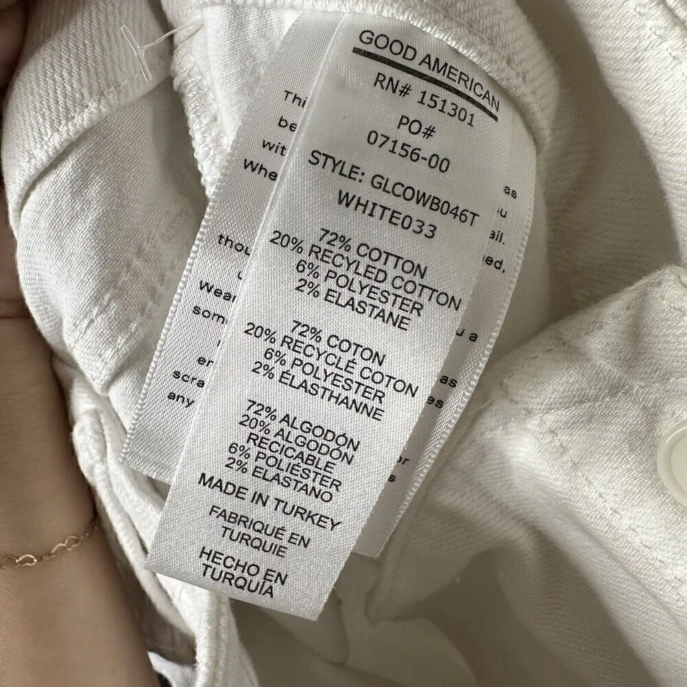 NWT Good American Good Legs Cross Over Waist Skinny Jeans Women's White Size 15 - Image 7