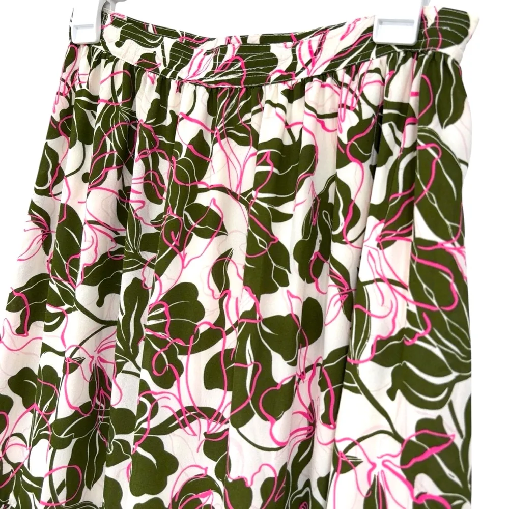 Parker Soft White Floral Botanical Print Lined Green Pink Skirt Size NWT Size 2 - Image 3