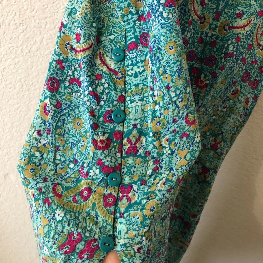Maeve Anthropologie Strappy Silk Tunic Tank Top in Green Paisley Floral - Size 2 - Image 3