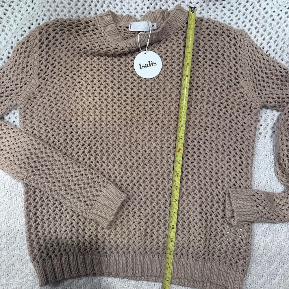 NEW ISALIS ELVIA CROCHET/SWEATER IN SAND TAN SMALL Women's - Image 7