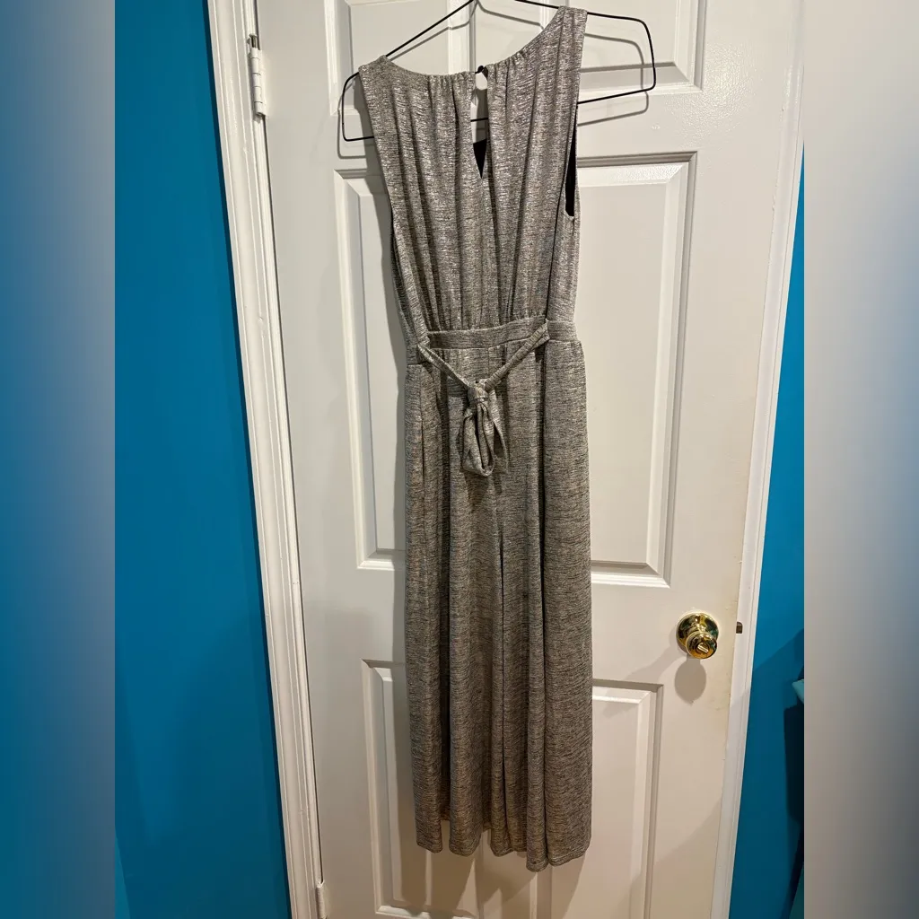 Anthropologie Meadow Rue Alchemist metallic silver sleeveless jumpsuit M new NWT - Image 4
