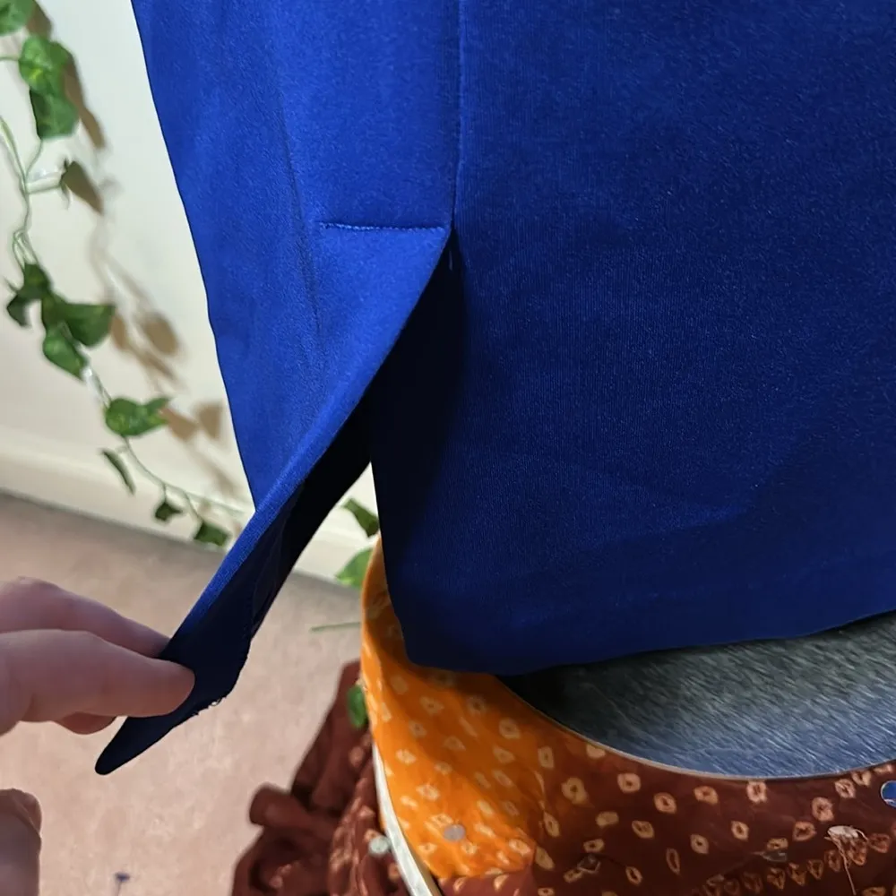 New York & Company Stretch Cobalt Blue Cap Sleeve Business Casual Midi Dress - Image 5