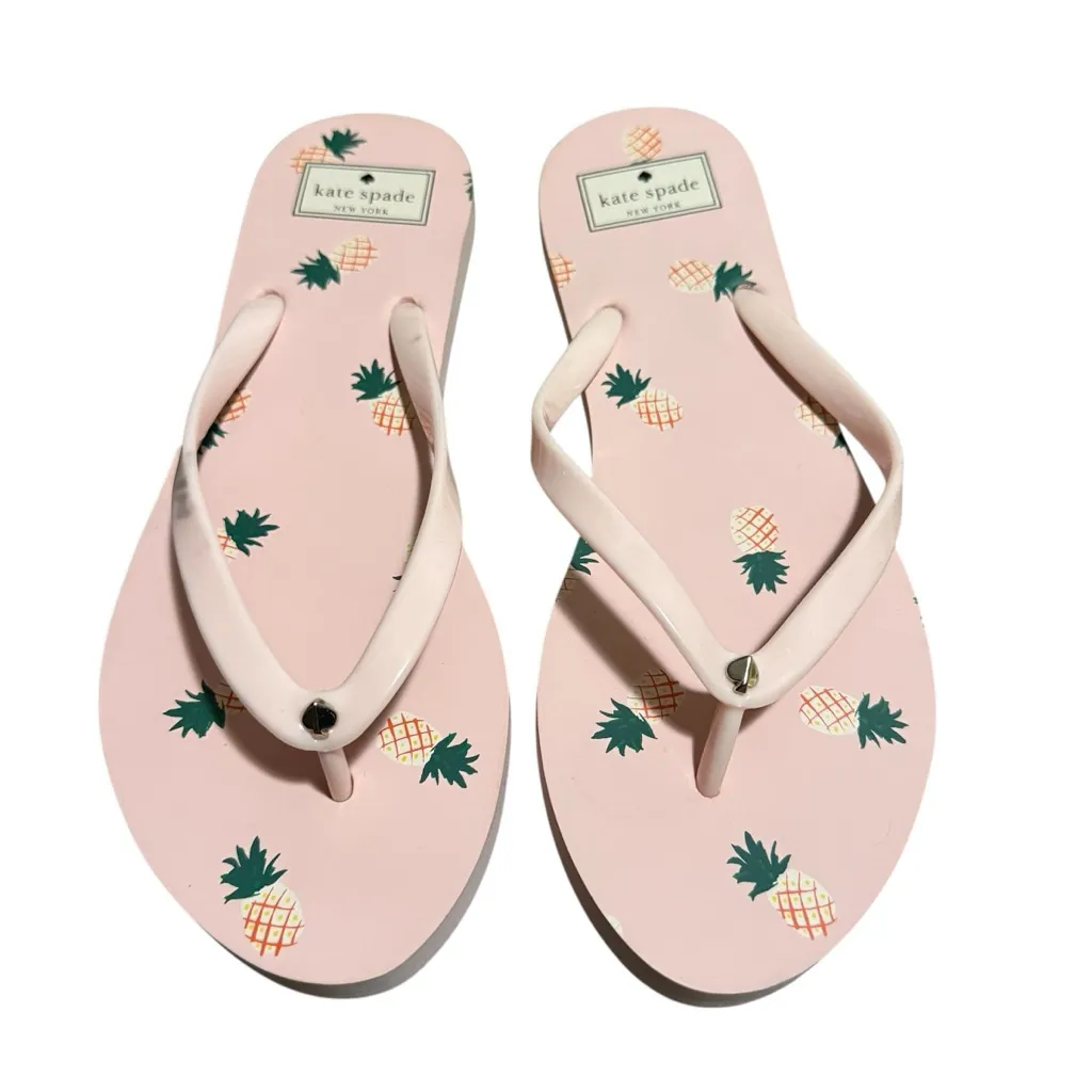 New Kate Spade New Fiji Pink Pineapple Flip Flop Sandals Size US 9 10 Small Flaw - Image 3