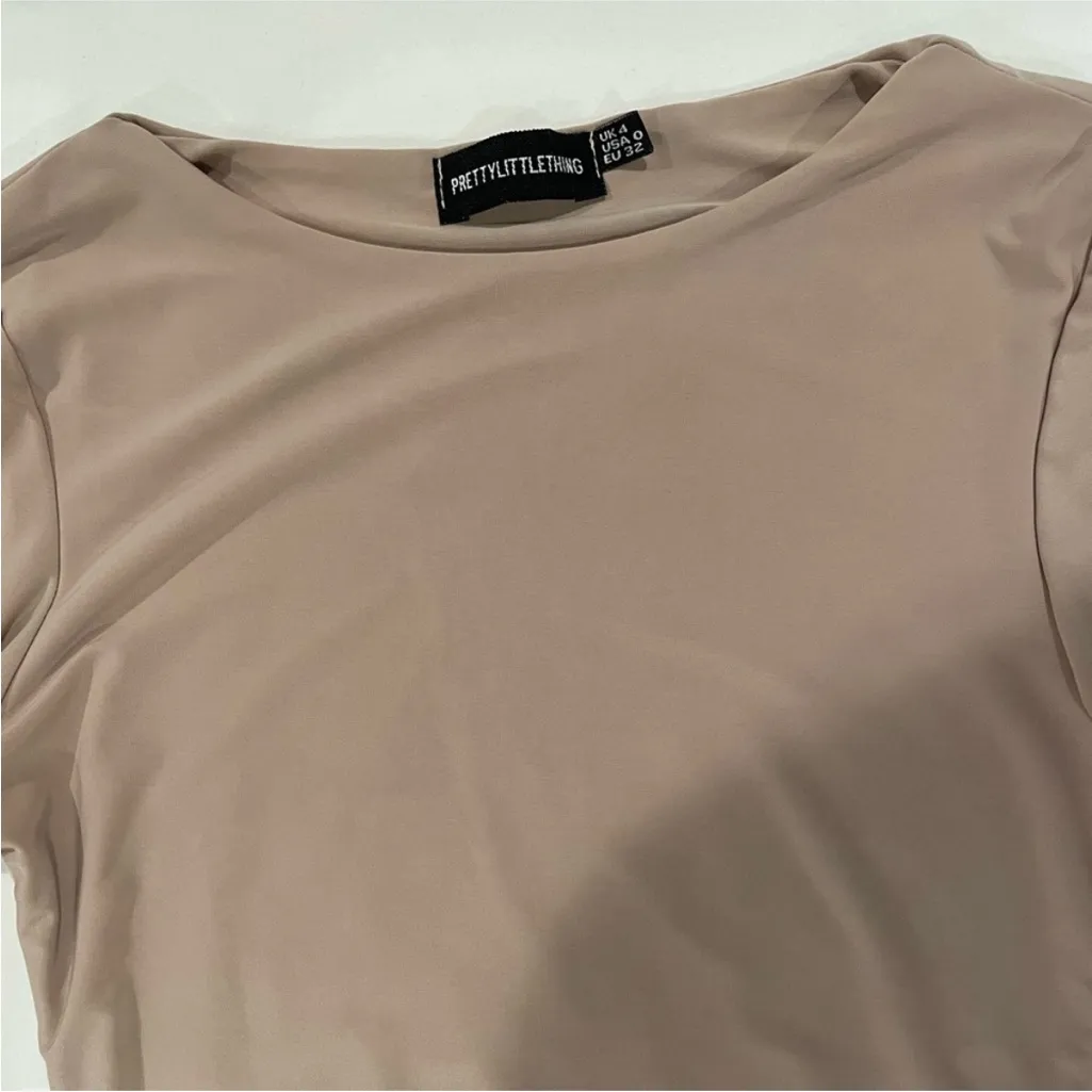 Pretty Little Thing Beige Long Sleeve Bodysuit - Image 3