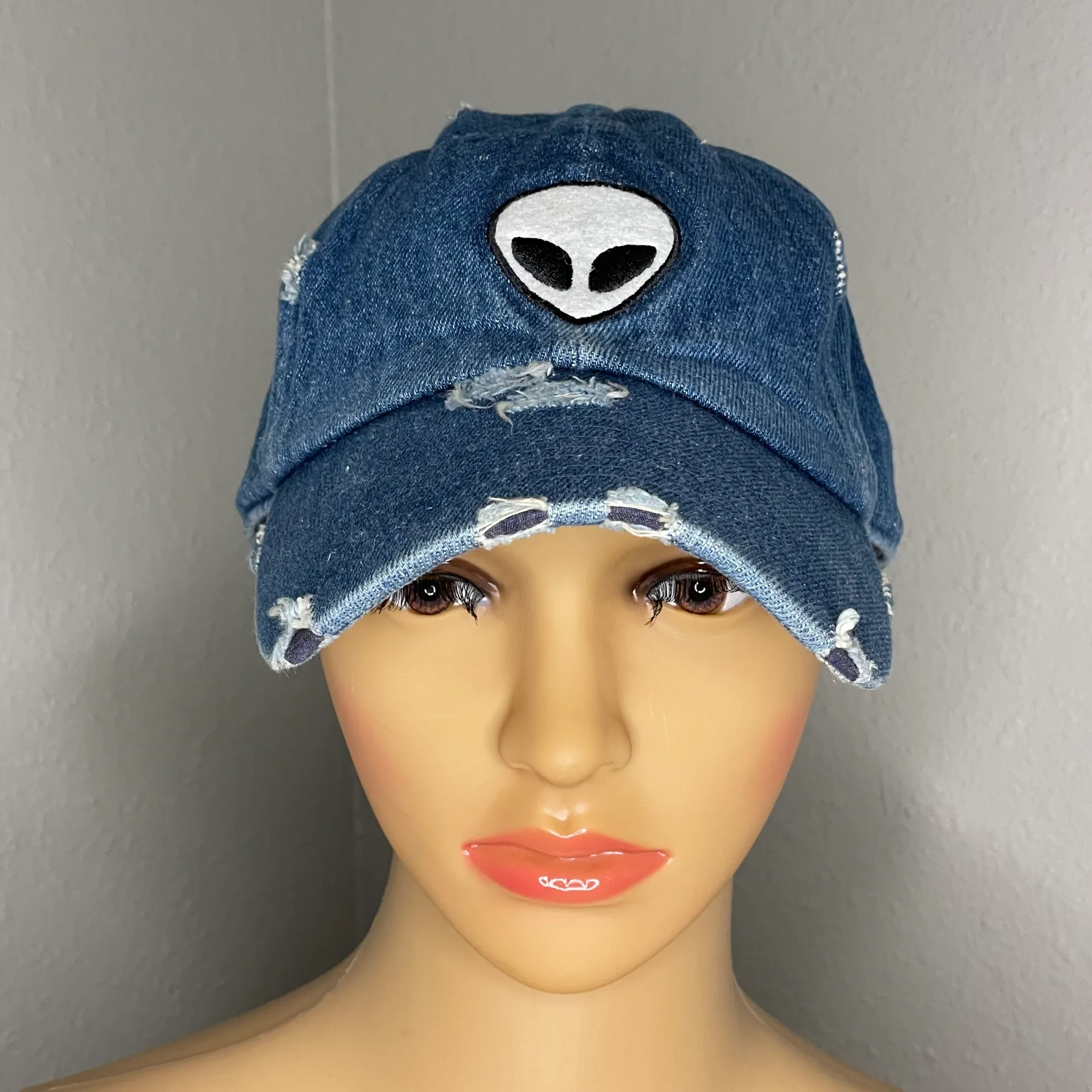 Alien Distressed Denim Ball Cap - Image 2