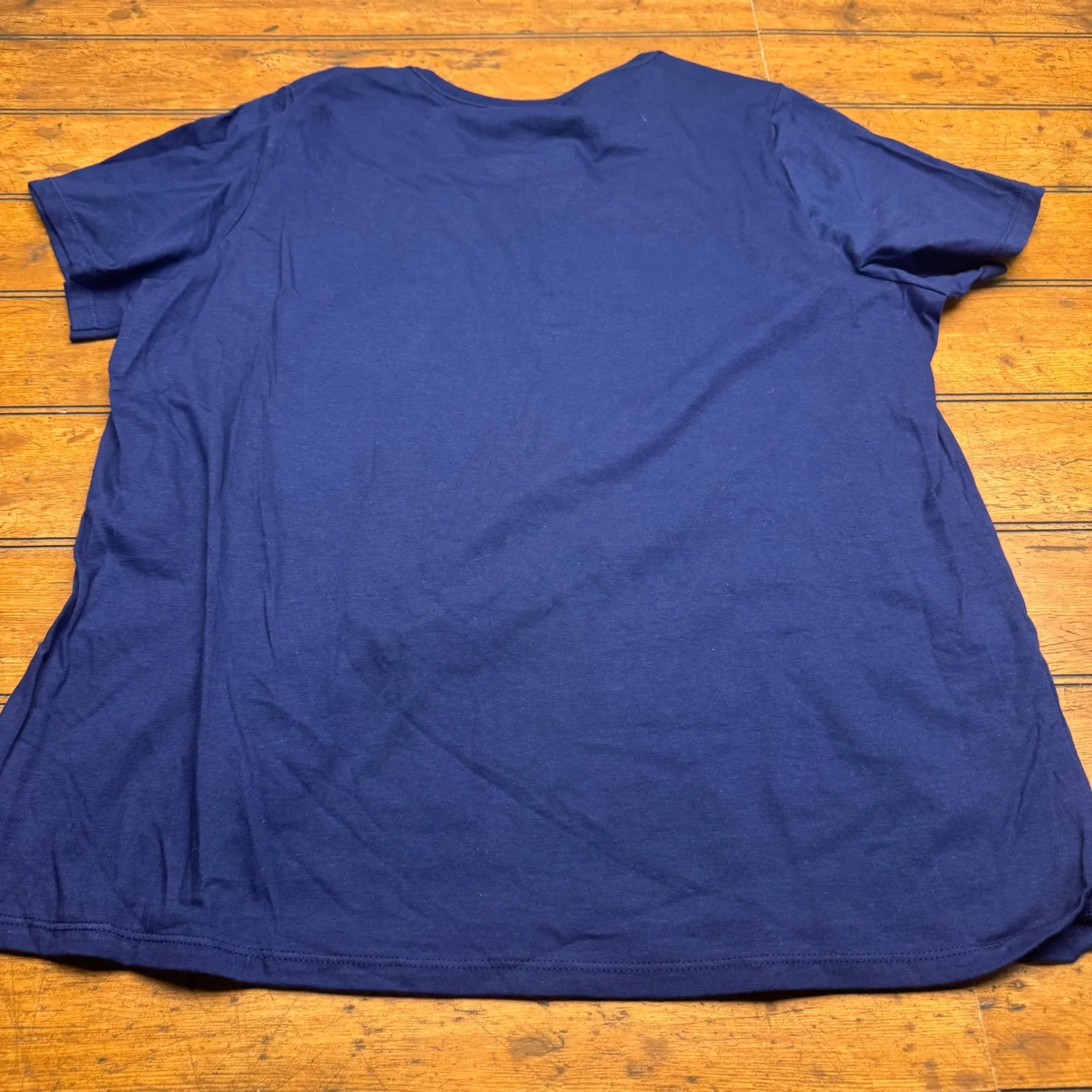 Womens 2X Navy Blue Cat Heartbeat EKG Graphic Tee‎ Shirt Short Sleeve Cotton - Image 4