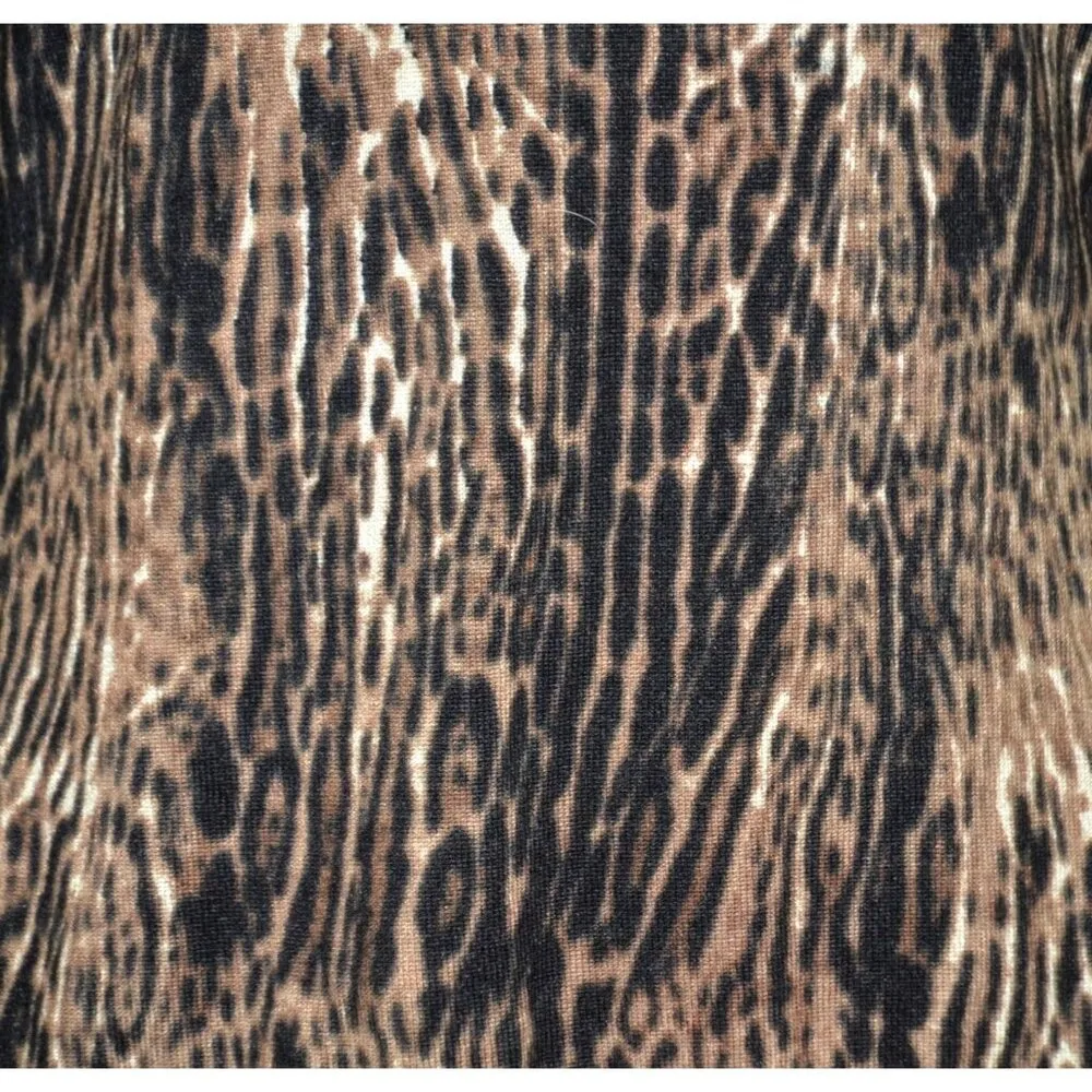Carmen Mark Valvo Cheetah Animal Print Thin Knit Sweater Beaded Neckline Size S - Image 4