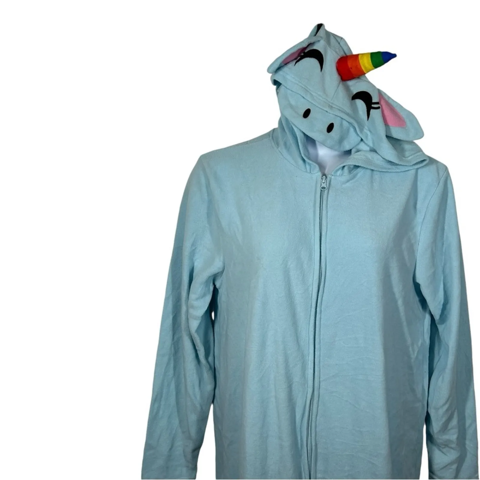 Adult Unicorn Onesie Pajamas Cosplay Costume Light Blue Size Large - Image 3