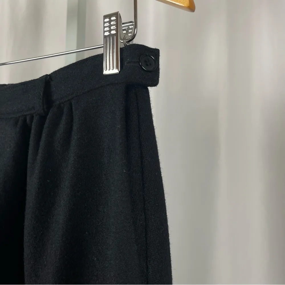 VINTAGE Koret Career Size 12 Wool Fix Box Pleat Skirt A Line Retro Winter Office Black - Image 3