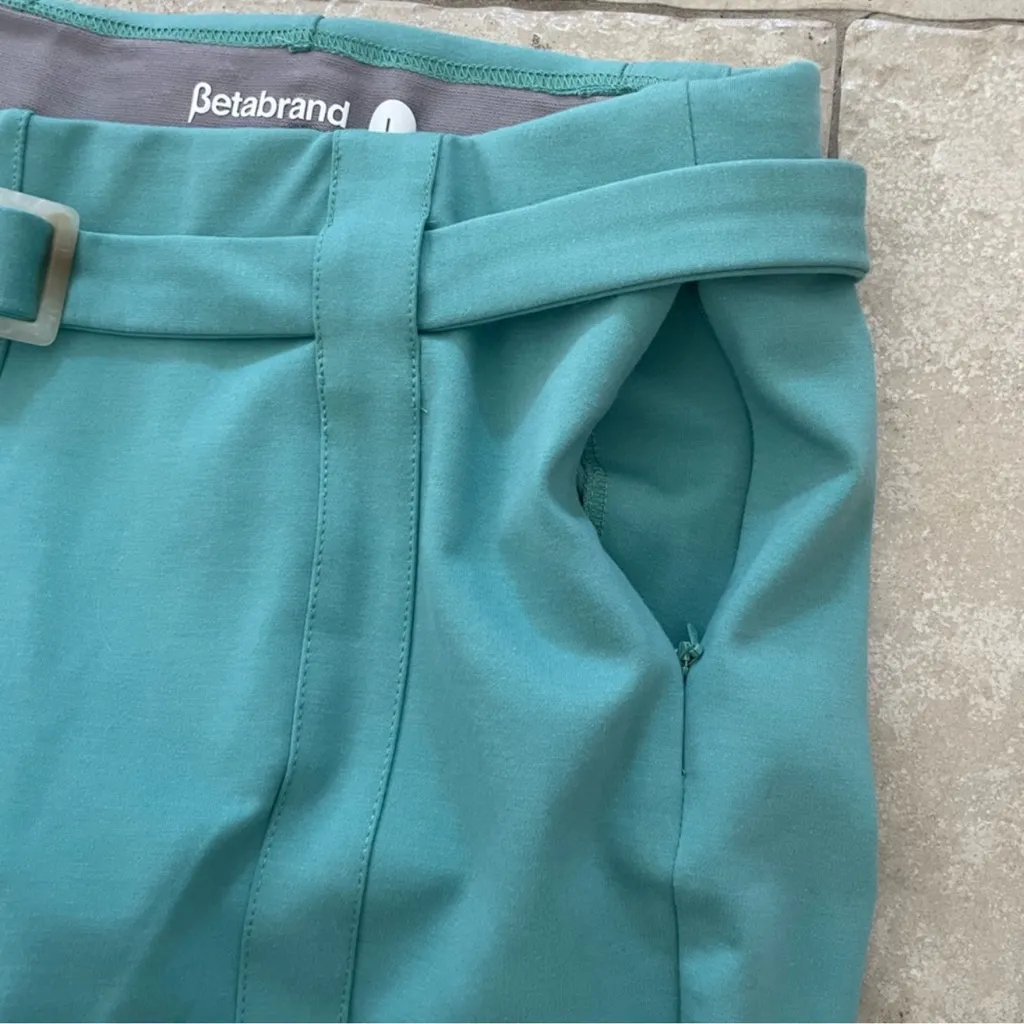 Betabrand High Waist Belted Skinny Pants, Teal, Large - Image 5