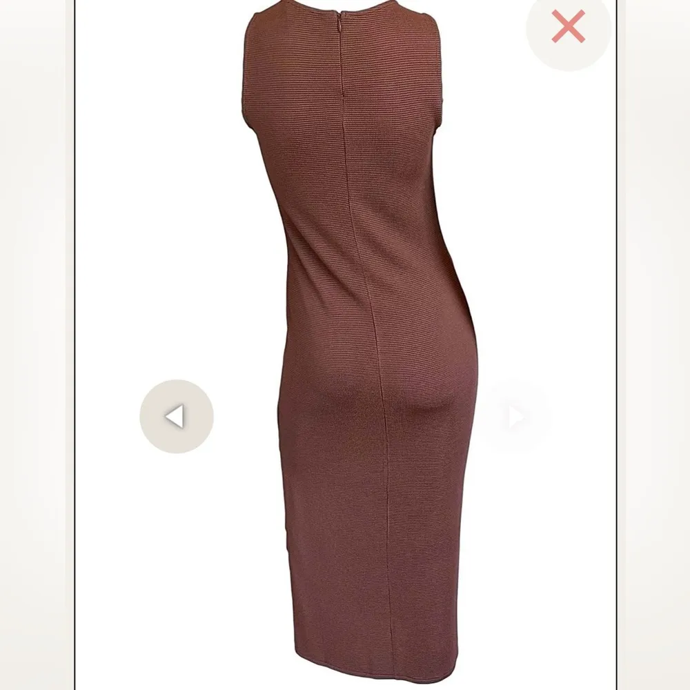 Anine Bing Savannah knit crew neck sleeveless midi dress terracotta waffle new - Image 10