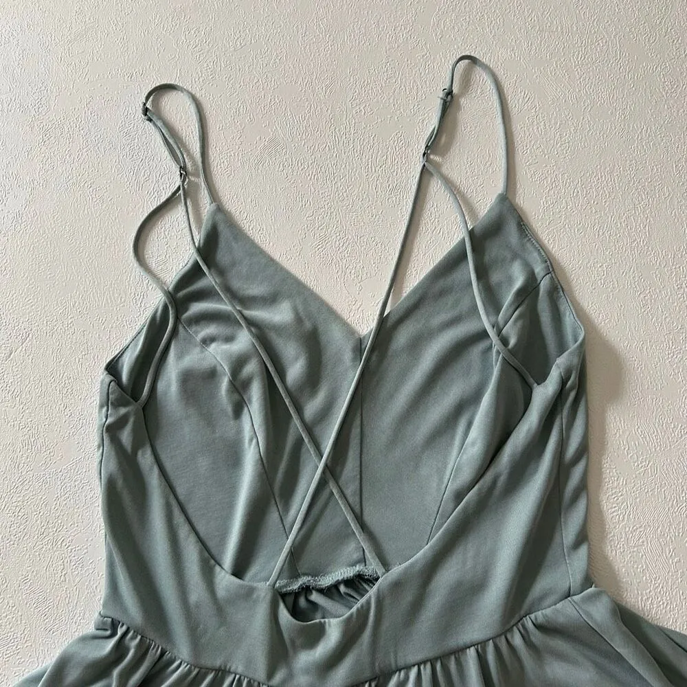Silence + Noise Sage Green Romper Women’s Size M Flowy Spaghetti Strap Jumper - Image 8
