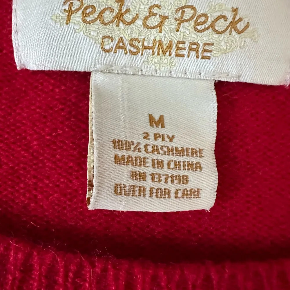Peck & Peck Size Medium 100% Cashmere Red Pullover Long Sleeve Sweater - Image 6