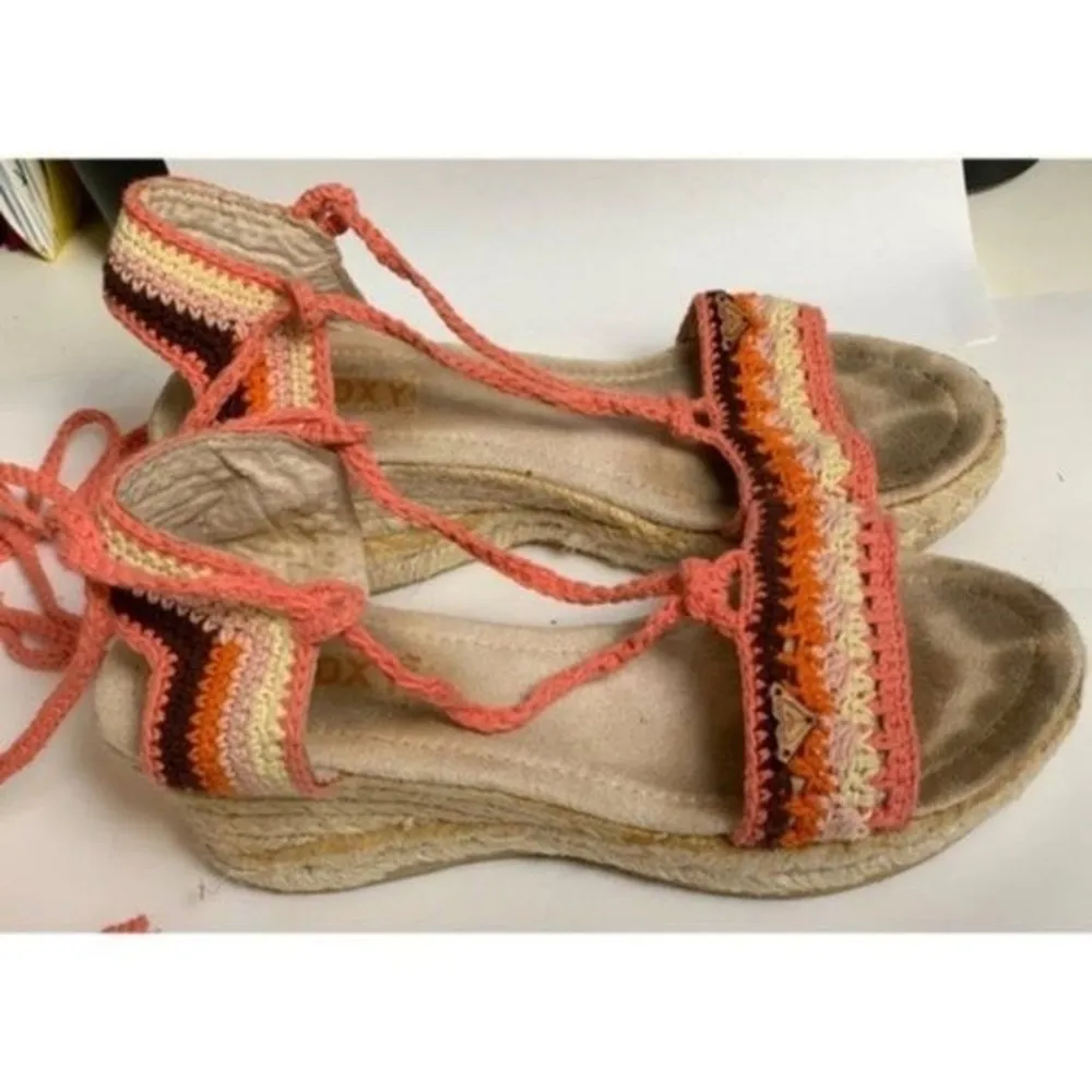 Roxy  Wedge Tie Up Sandals - Image 4