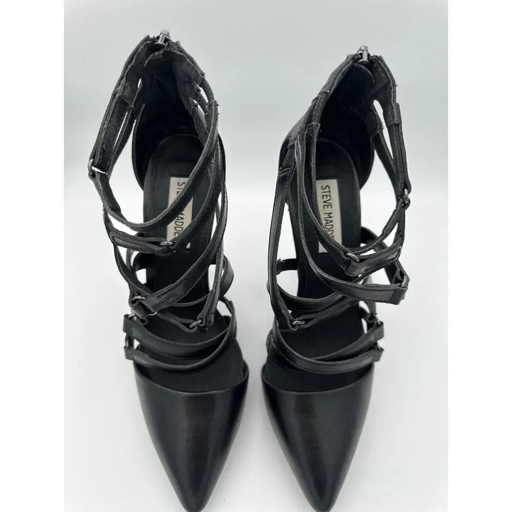 Steve Madden Foxxee Black Strappy Pointed Closed Toe Heel Size 7 - Image 2