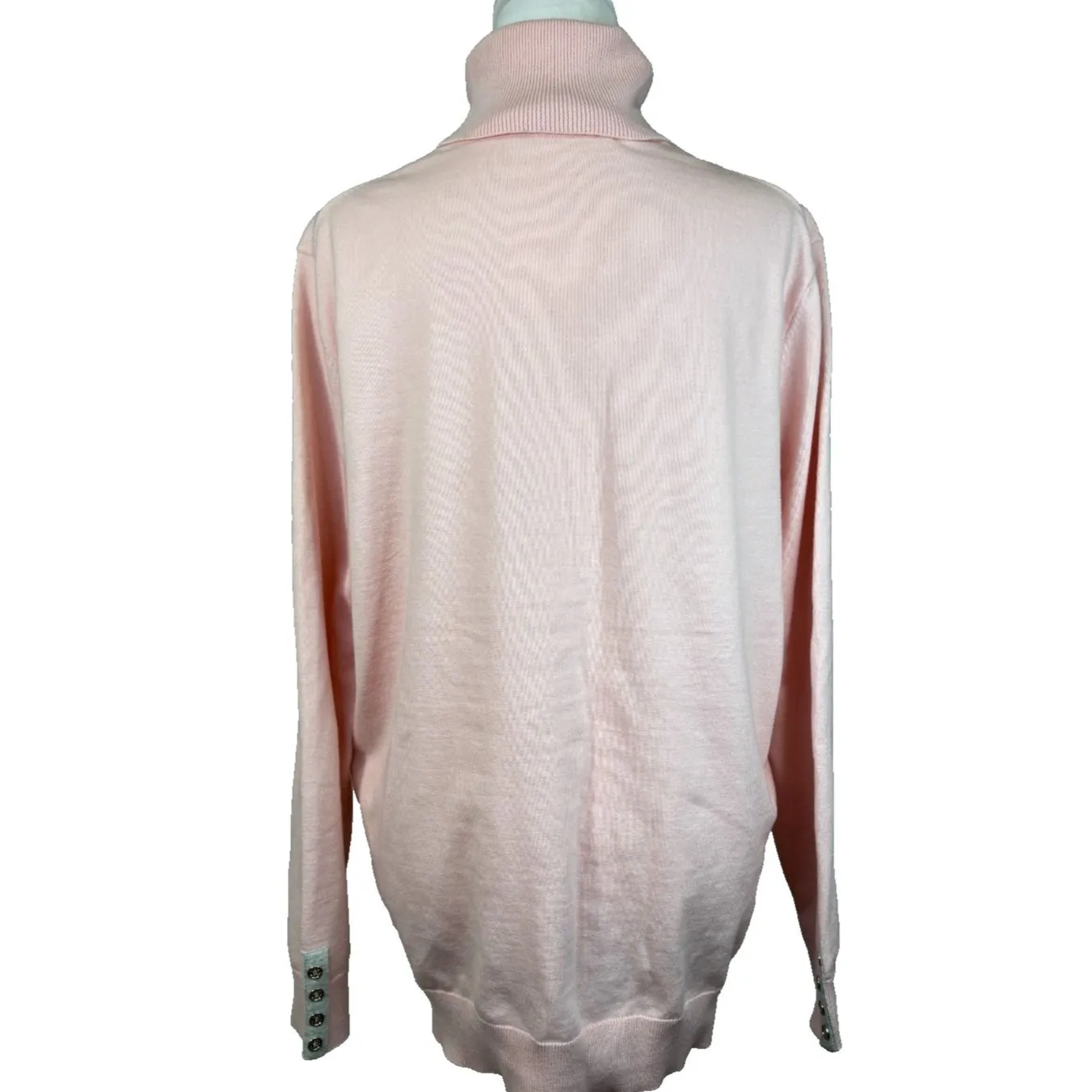 Tommy Hilfiger Color Blocked Turtleneck Sweater Women's  XL Pastel Pink Preppy - Image 4
