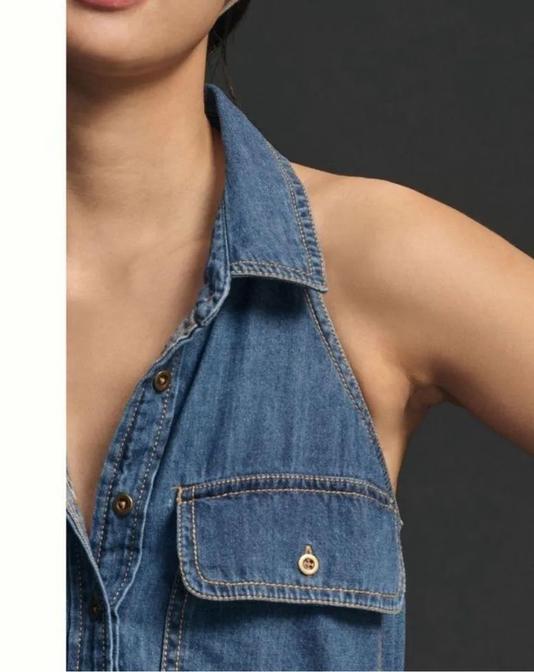 🆕 NWT Anthropologie Pilcro Sleeveless Halter Swing Midi Dress size XSP - Image 5