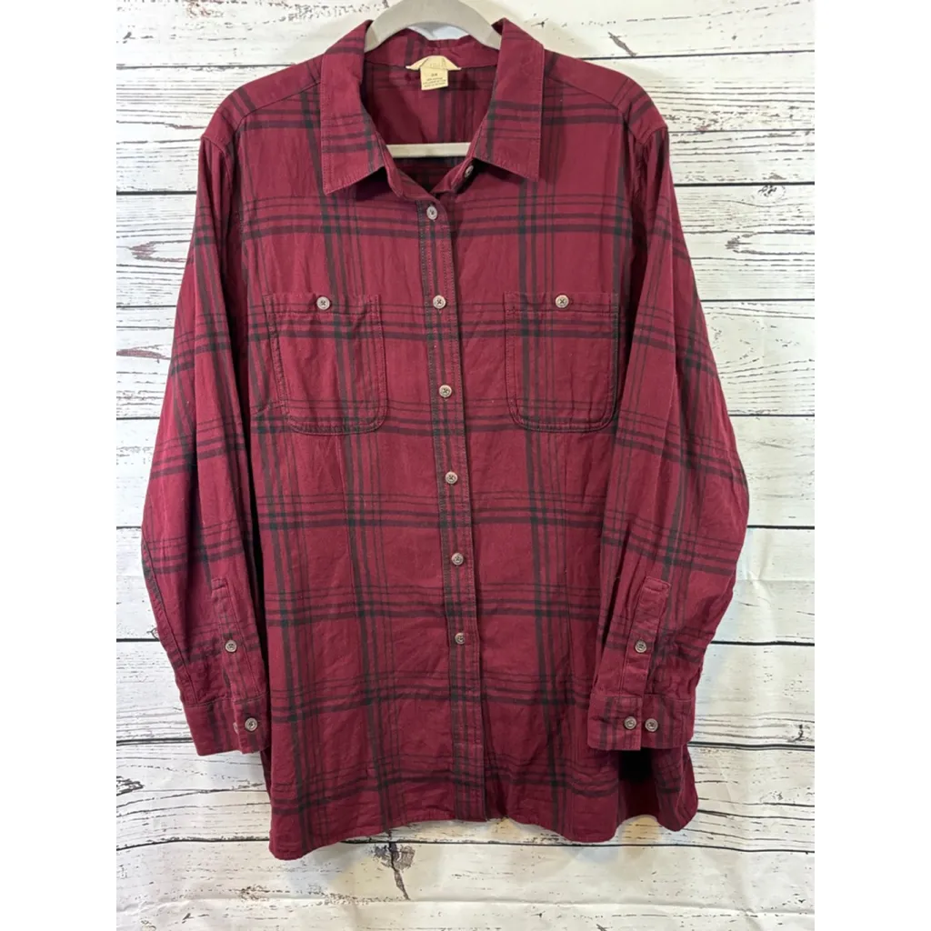 Women's Duluth Trading Red & Black Plaid Button Down Shirt 2X - Image 2