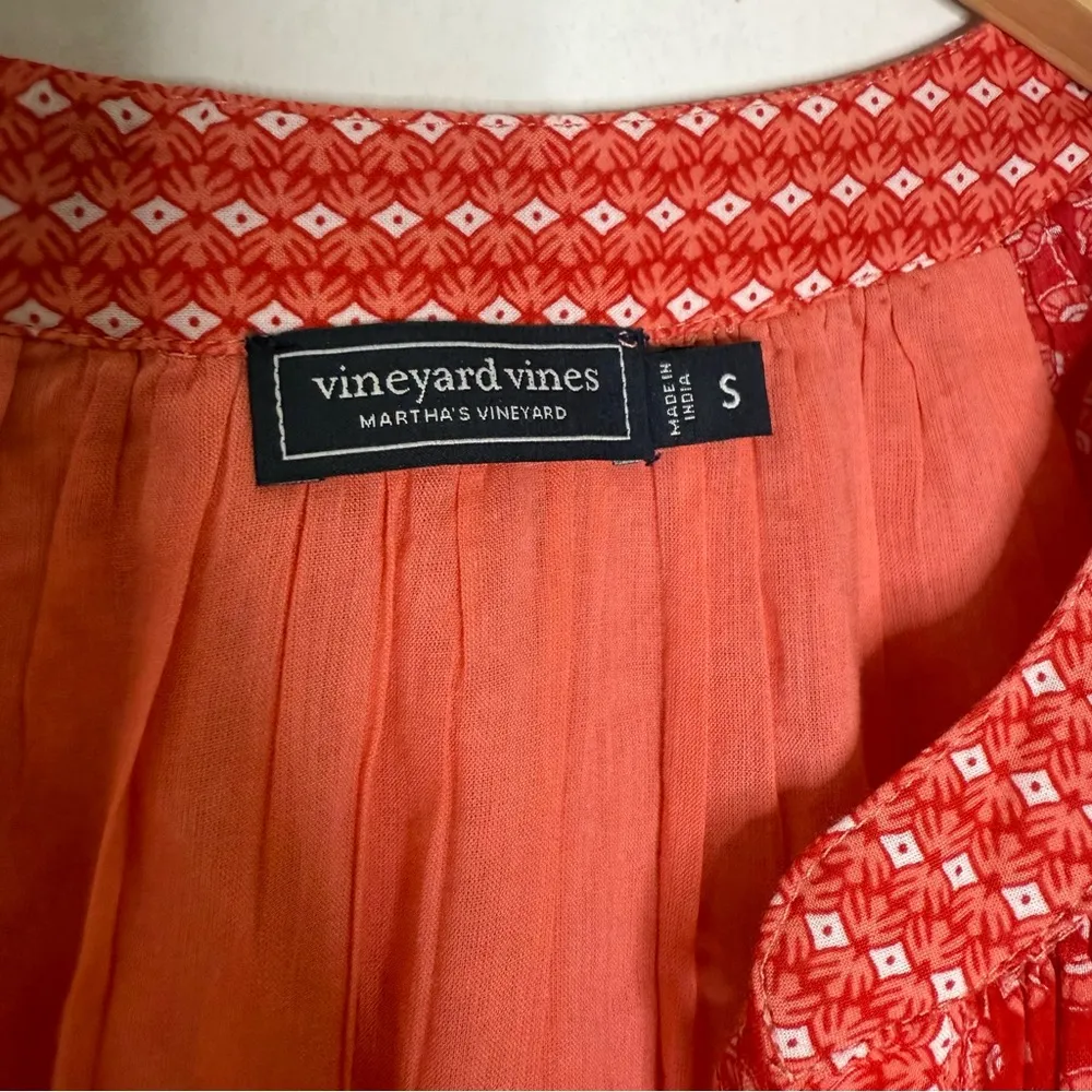 Vineyard Vines Red Boho Tassel Dress Long Sleeve Size Small Lined Cotton Modal - Image 6