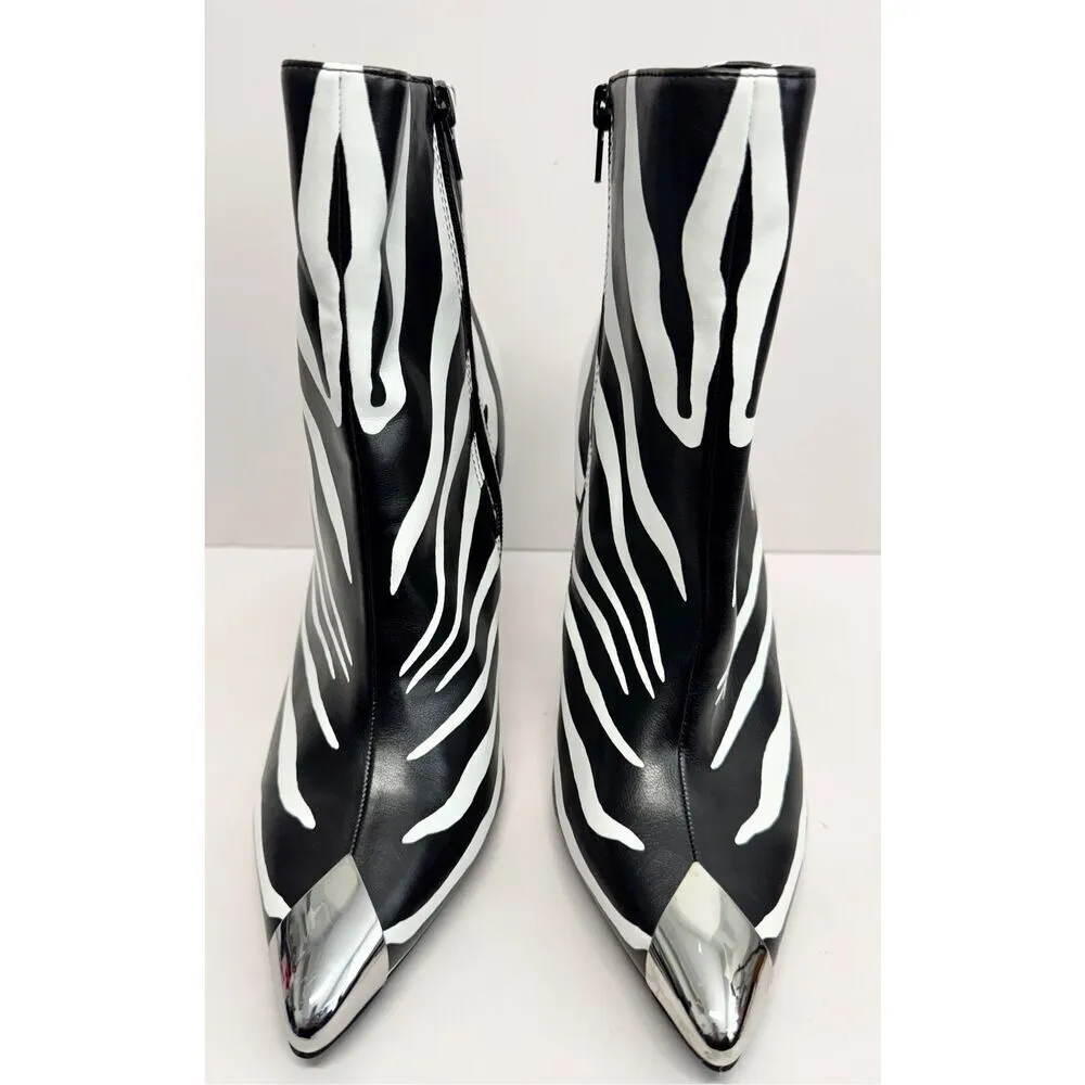 INC International Concept Boots 8.5 Black White Animal Print Pointed Toe NEW - Image 6