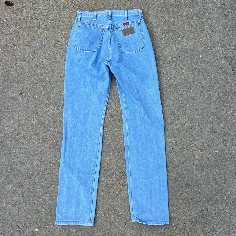 Vintage 90s Wrangler 14 MWZCB light wash high-rise wedgy fit cowgirl jeans 11x34 - Image 3