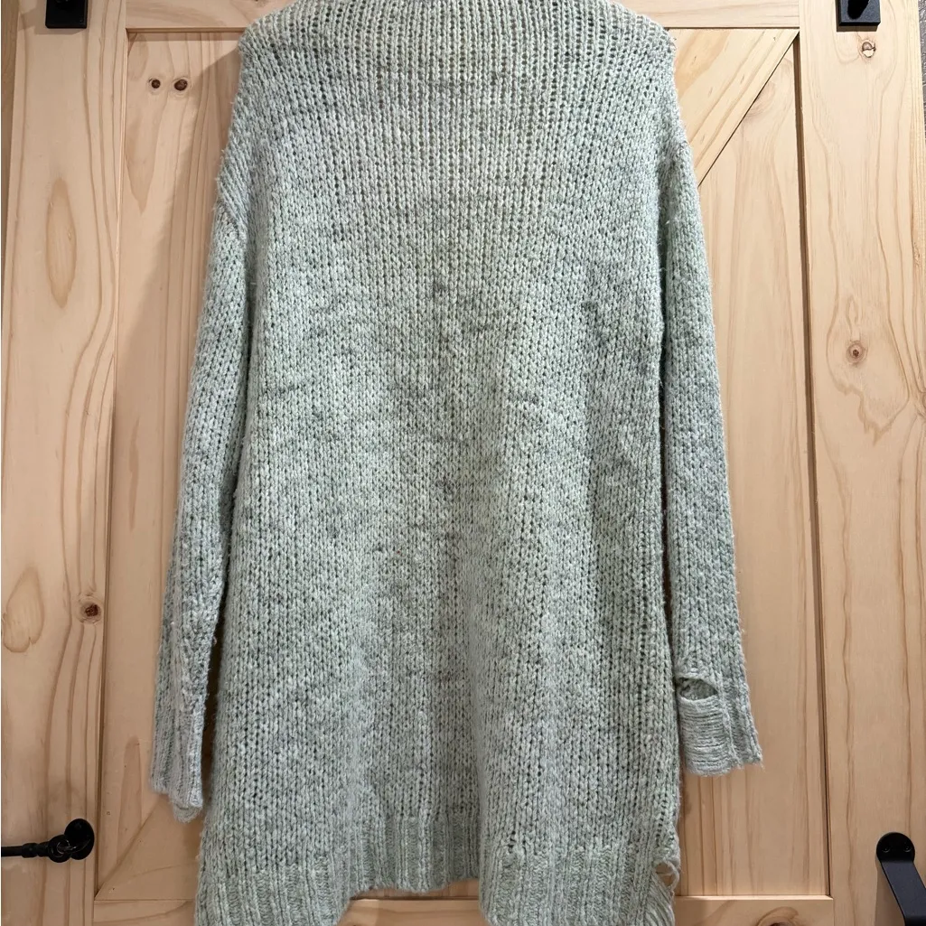 Pam & Gela - Green Open-Front Oversized Distressed Sweater Cardigan - S - Image 6