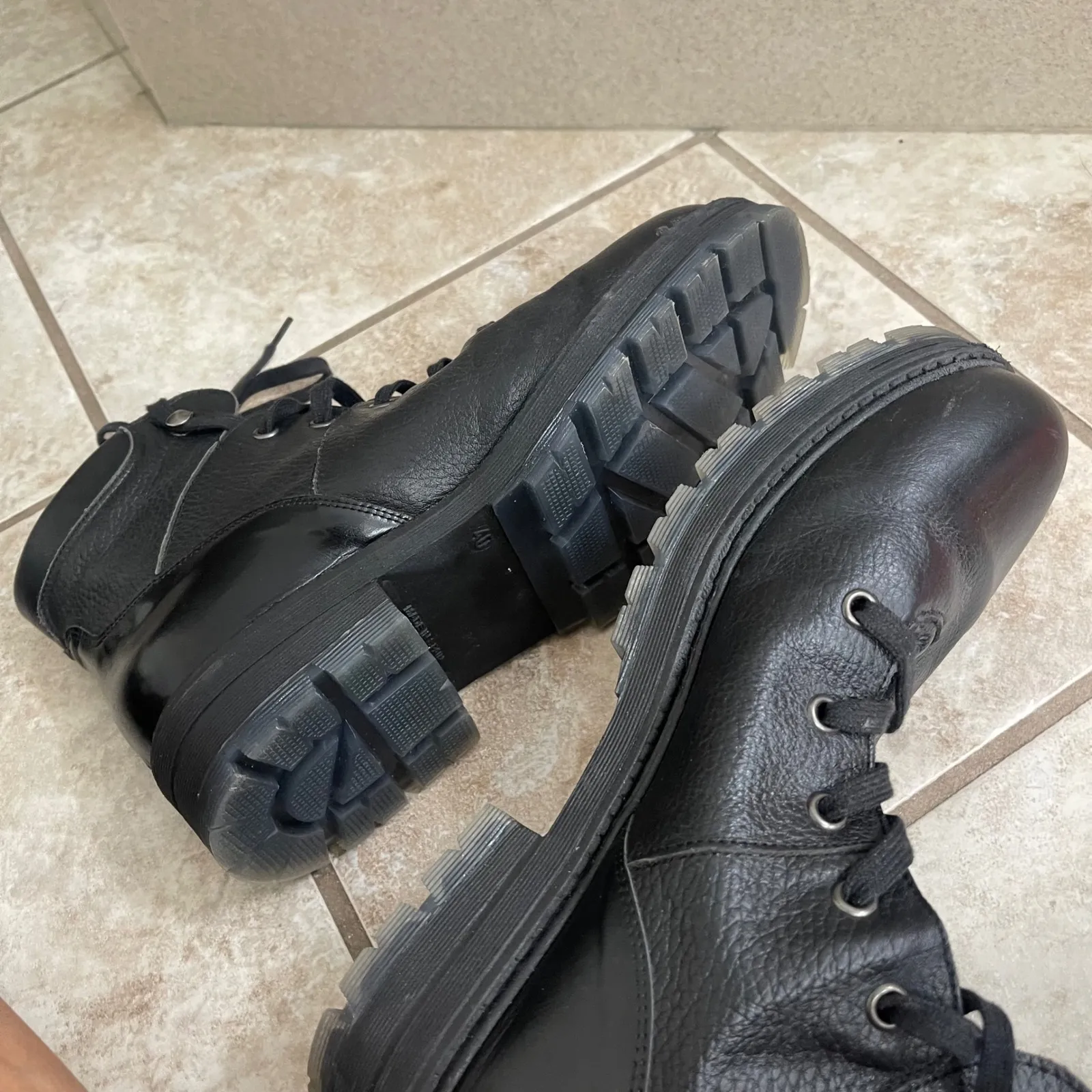 Avellini Made in Spain Leather Ankle Boots Women's Black Lace Up Size 40/usa 9 - Image 6