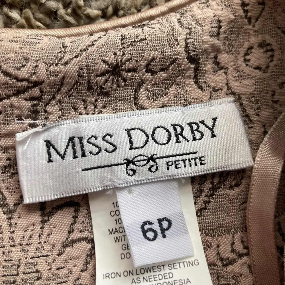 Tan Sleeveless Sheath Dress for Wedding Guests Size 6P - Image 8