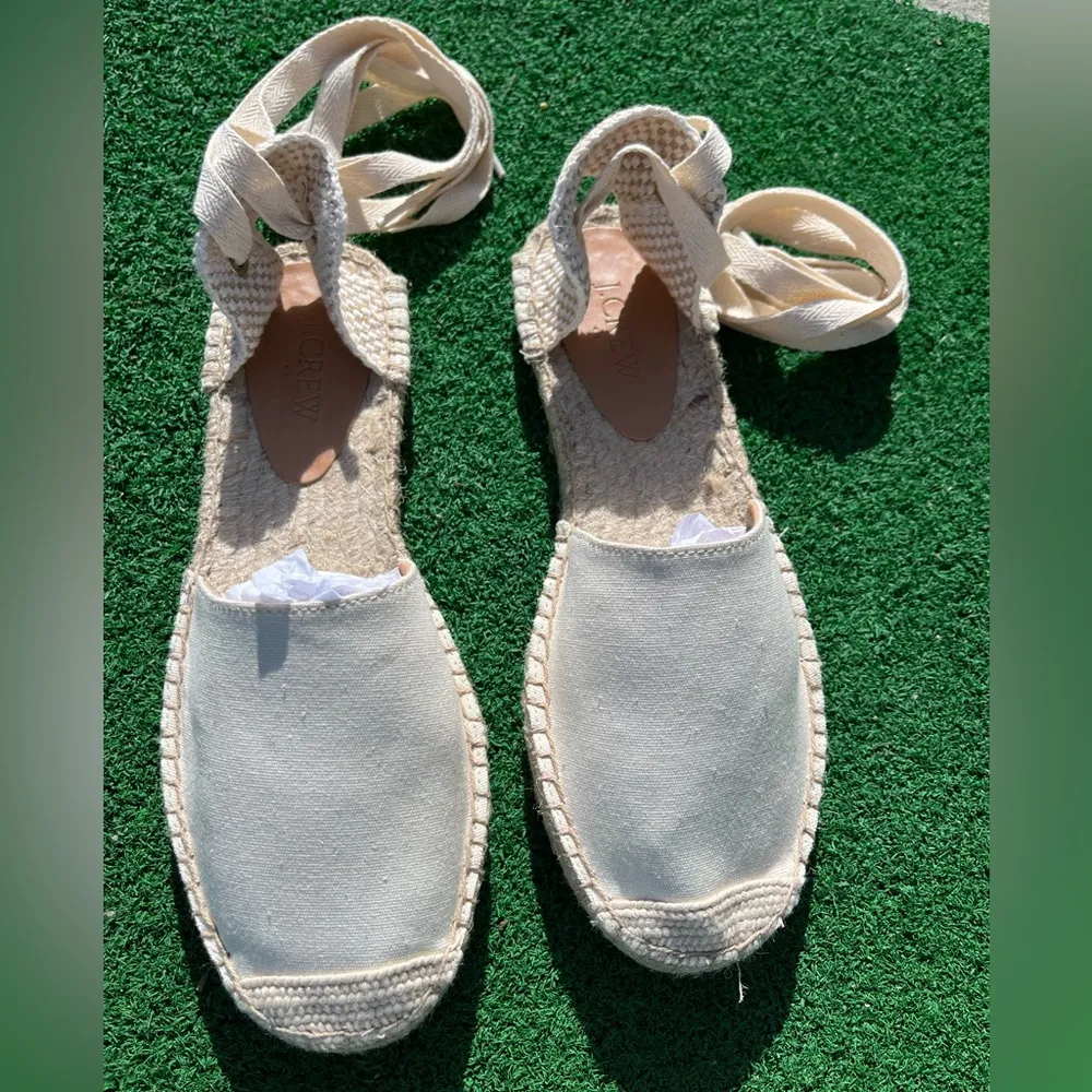 NWT J Crew D'Orsay lace-up espadrilles Ivory 7 - Image 5