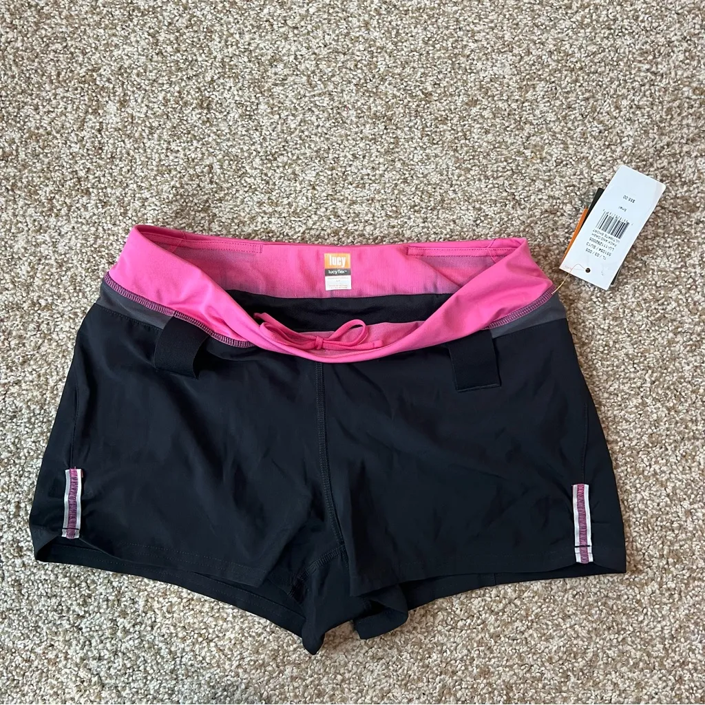 NWT Lucy Lucyflex Spandex Shorts in Black and Pink Running Shorts Size Small - Image 3