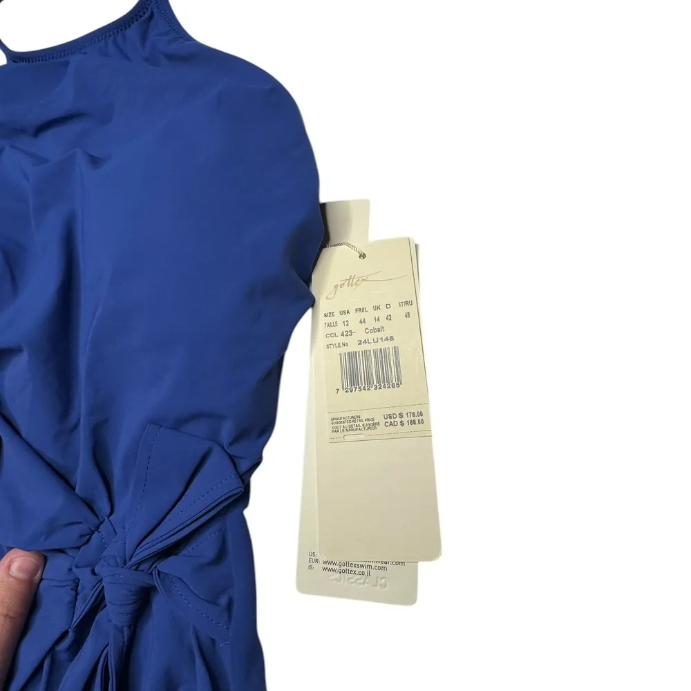 Gottex Luna One-Piece Swimsuit High Neck Cobalt Size 12 Vacation Summer - Image 3