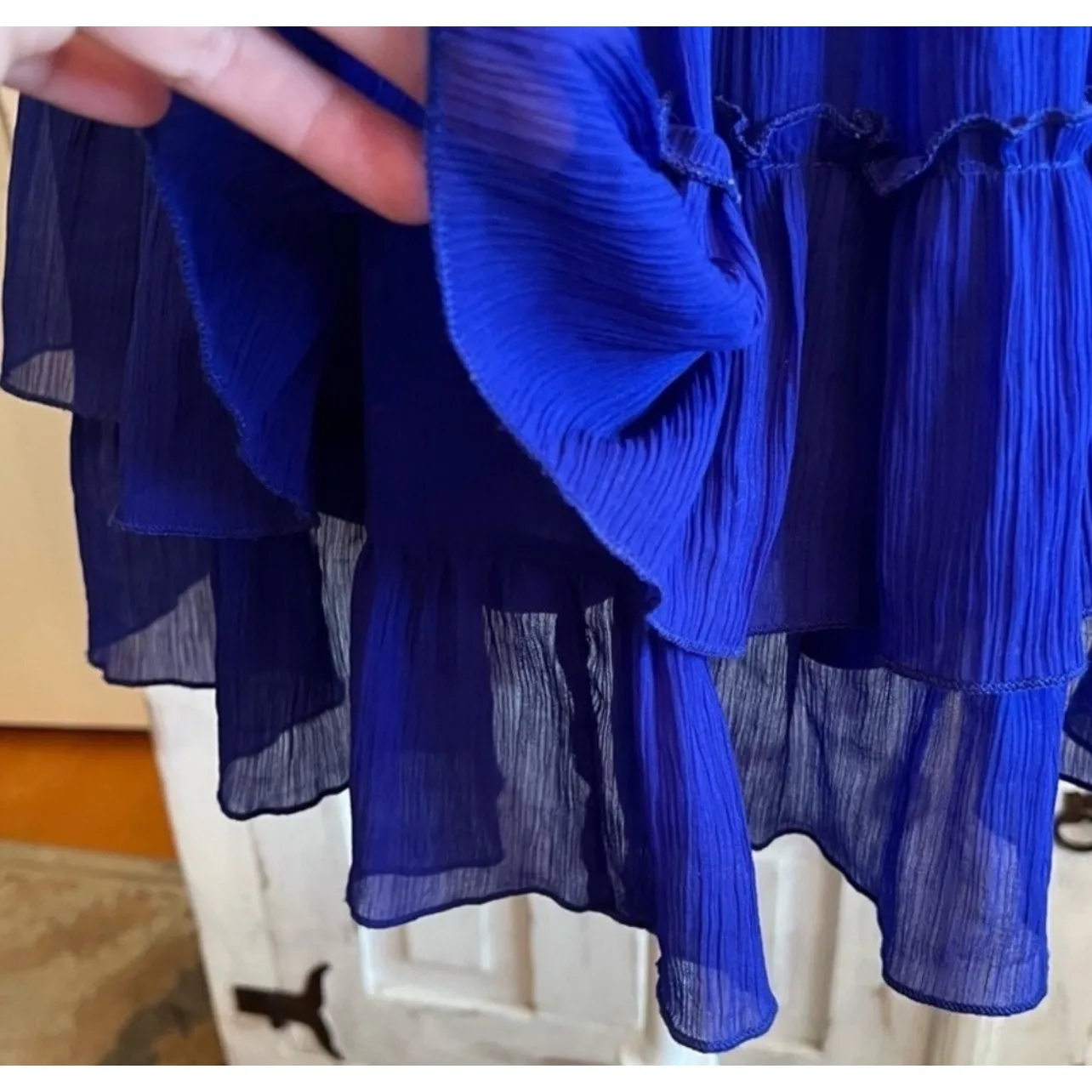 Zara Trafaluc Blue Tiered Ruffle Mini Dress Party fairycore Mermaidcore Small - Image 6