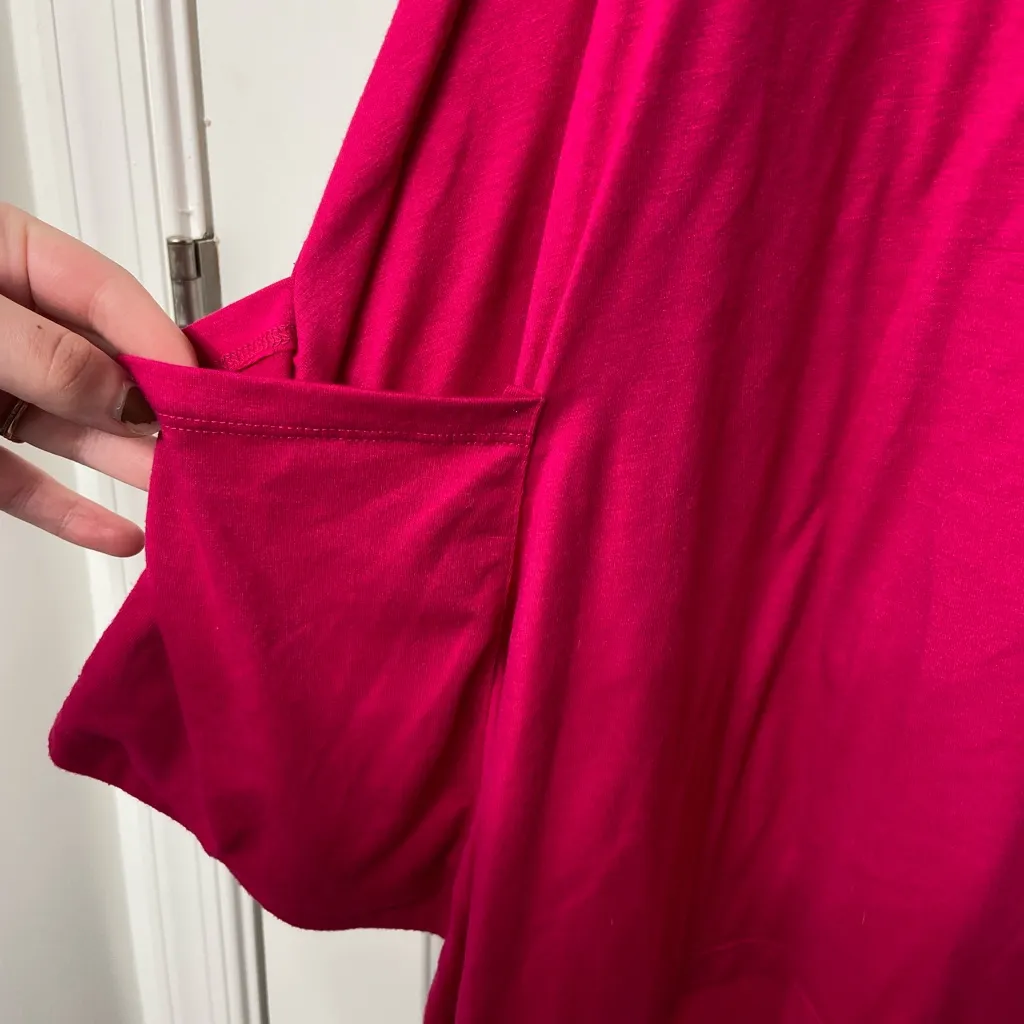 EUC Isabella Rodriguez women’s bright pink pocket scoop‎ neck tunic top blouse M - Image 2