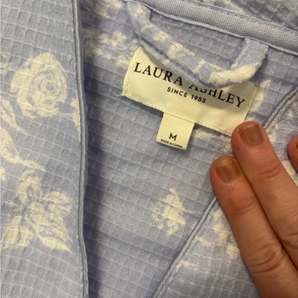 Laura Ashley Blue Floral Pajama Robe - Image 4