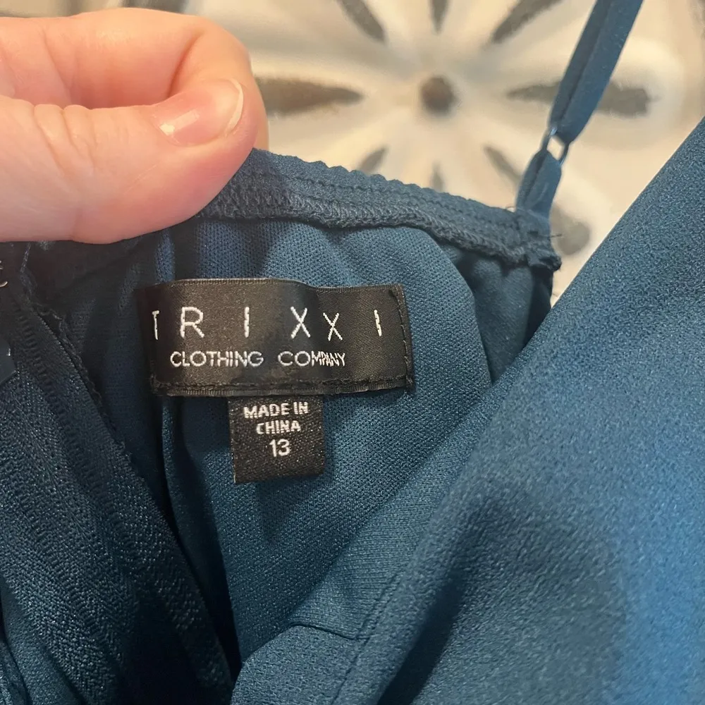 Trixxi 13 Teal Spaghetti Strap romper peek a boo bow in front NWT dressy club - Image 4