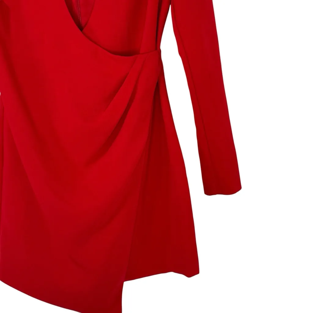 LIKELY Dani Dress Scarlet Red Mini Wrap Long Sleeve Cocktail Party Dress Size 2 - Image 5