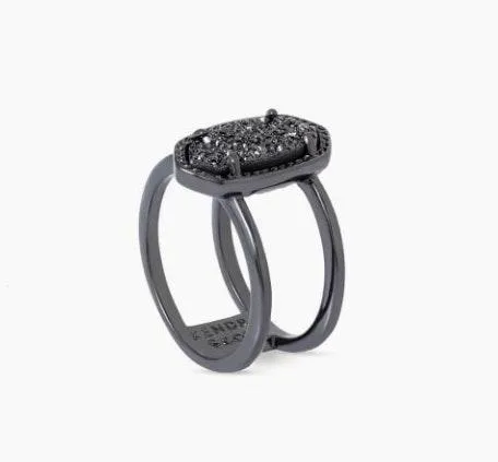 Kendra Scott Elyse gunmetal ring in black drusy - Image 2
