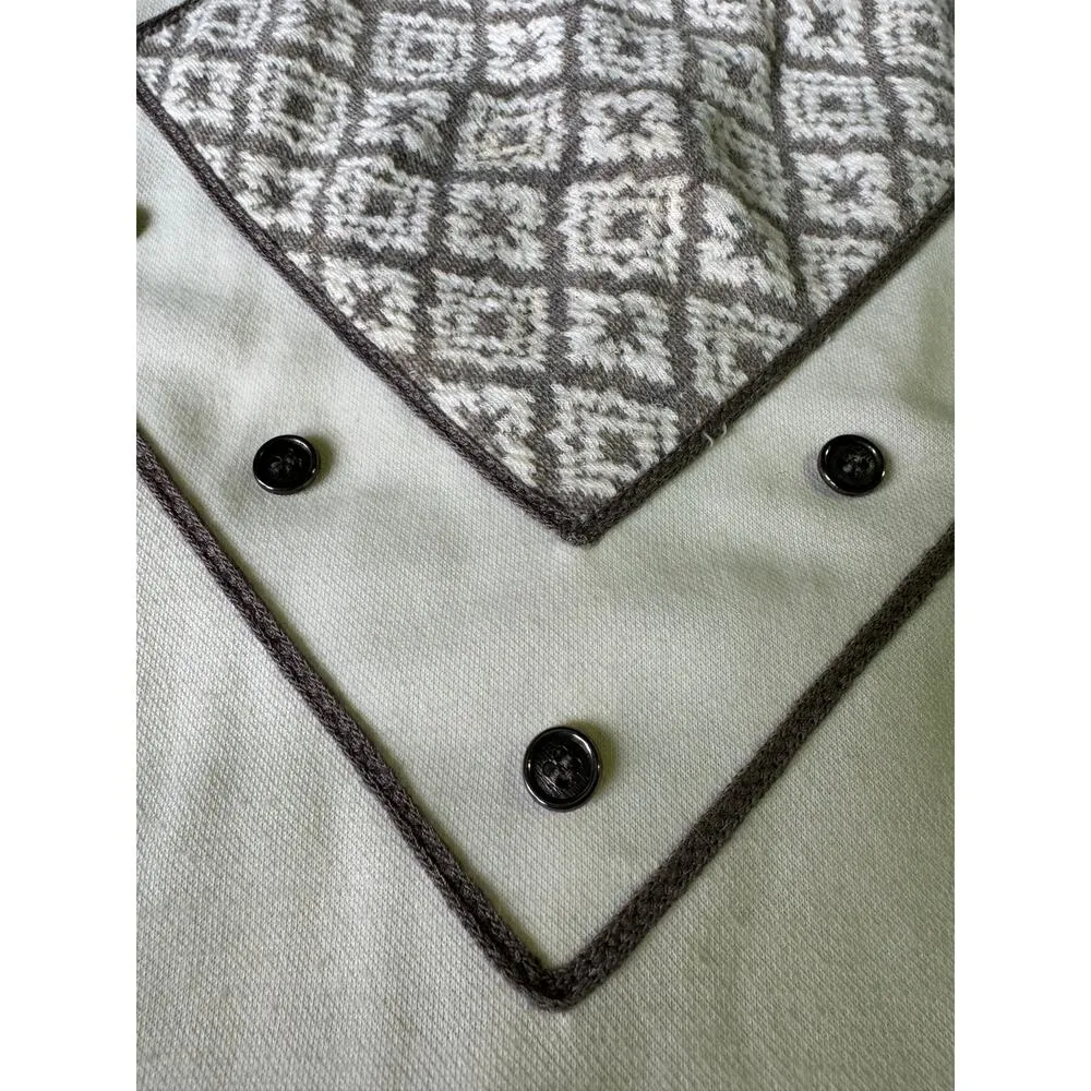 Vintage 80's Jo Hardin turtleneck sweater cream patch button accents size medium - Image 13