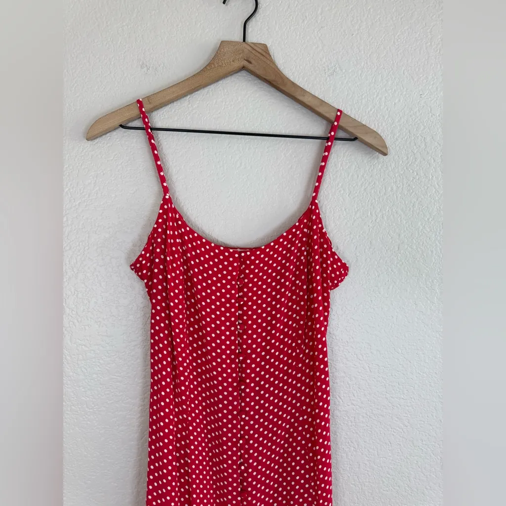 Privacy Please x Revolve Rosalee Midi Slip Dress Red White Polka Dot Small $168 - Image 5