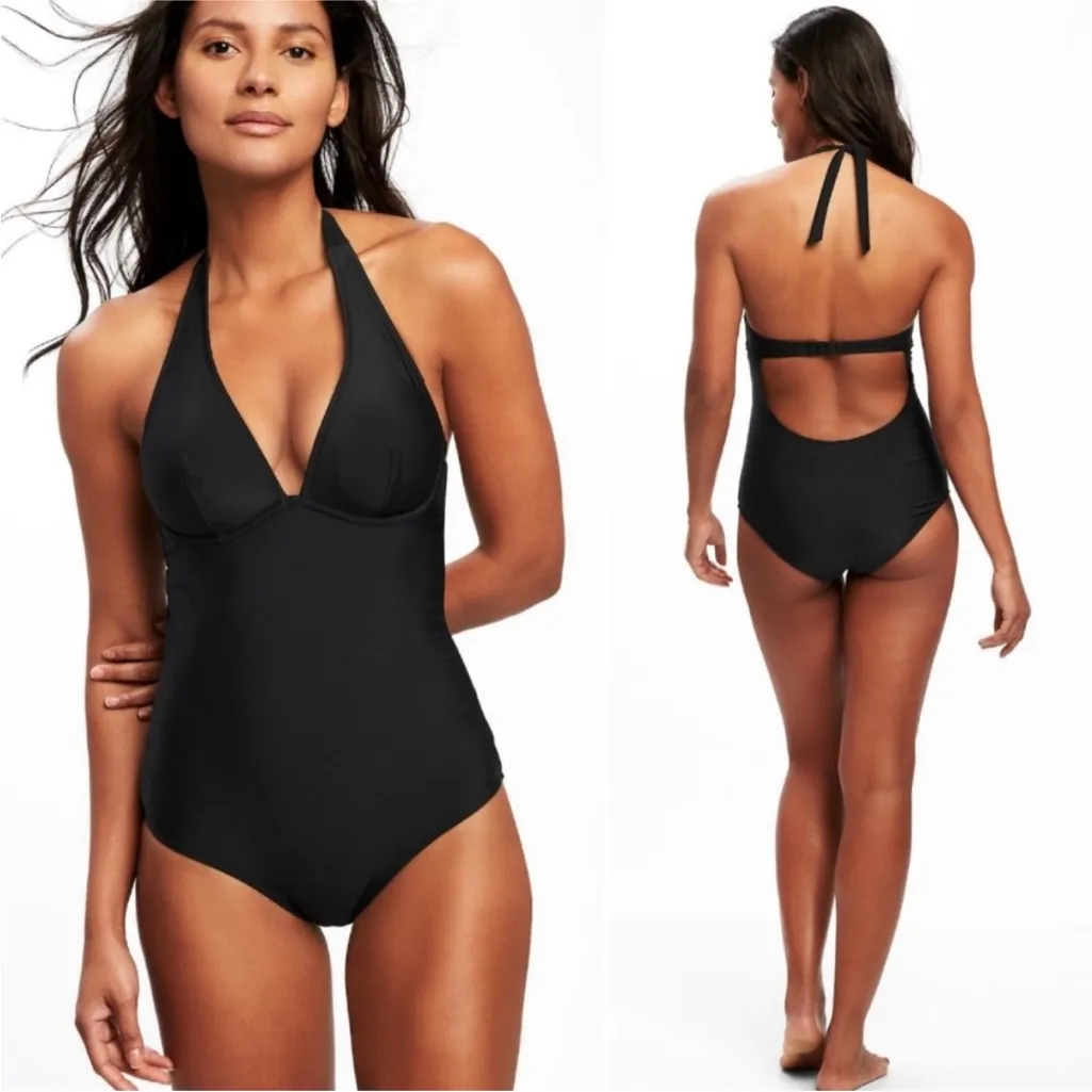 Old Navy Halter Underwire One Piece Swimsuit in Multi Stripe - Size XXL - Image 3