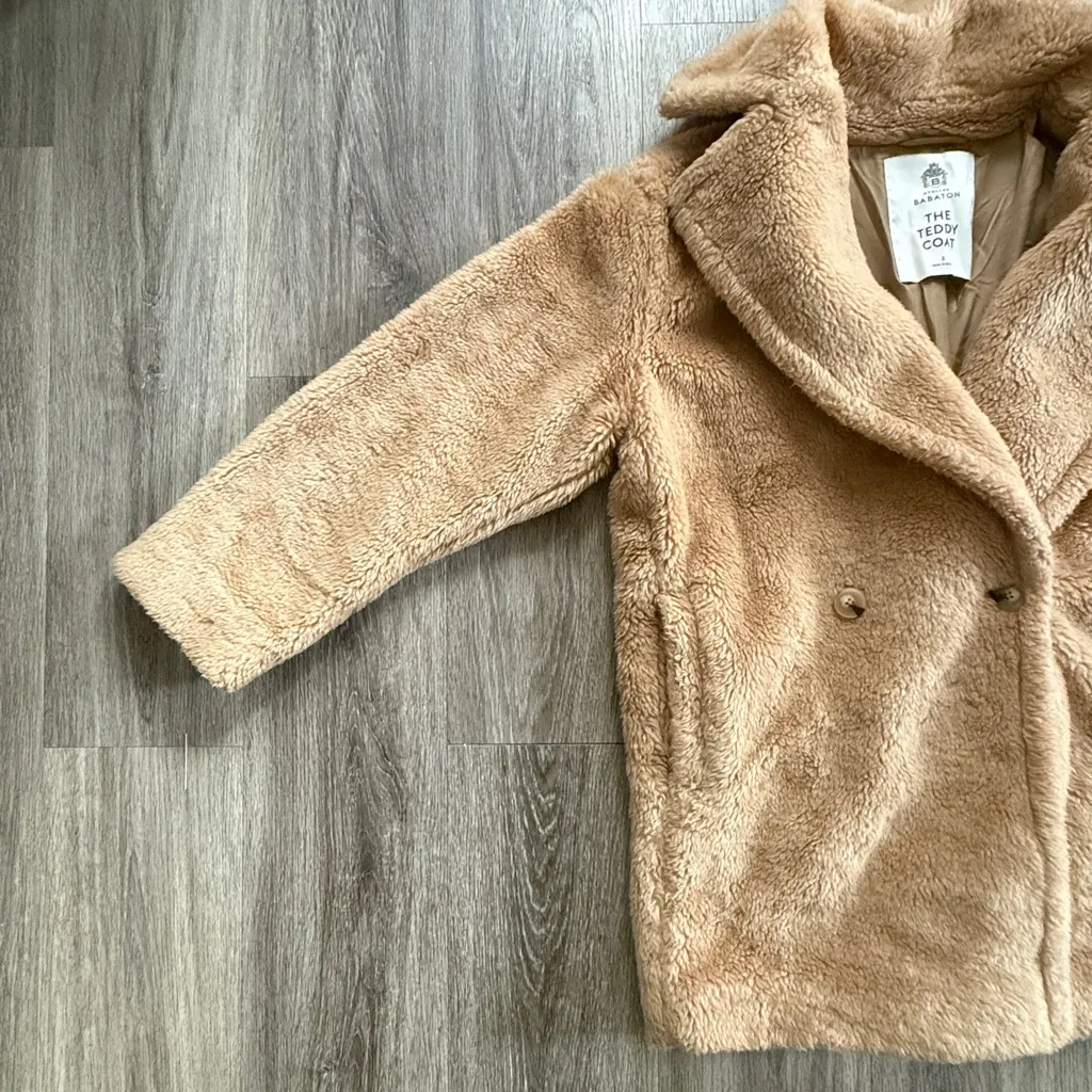 Babaton Camel Teddy Bear Coat- Short Size 2 S/M OVERSIZED - Image 7