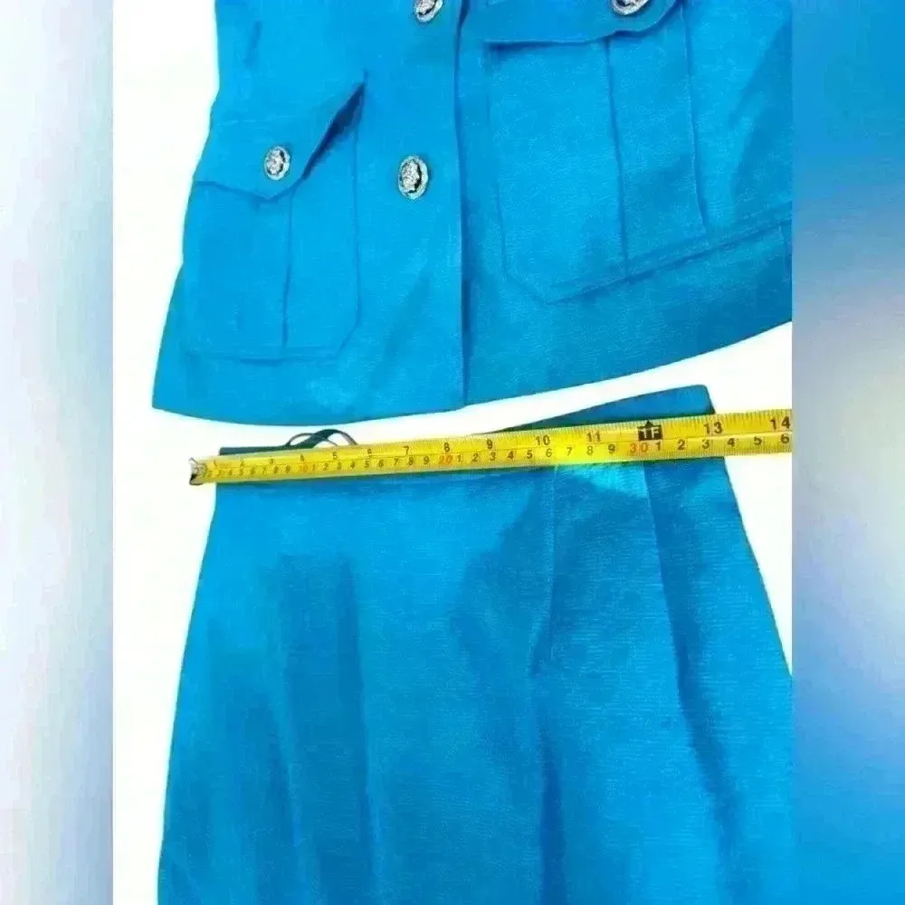 Rickie Freeman for Teri Jon Suits Saks Fifth Avenue Blue 2 Piece Suit Sz 4 - Image 4