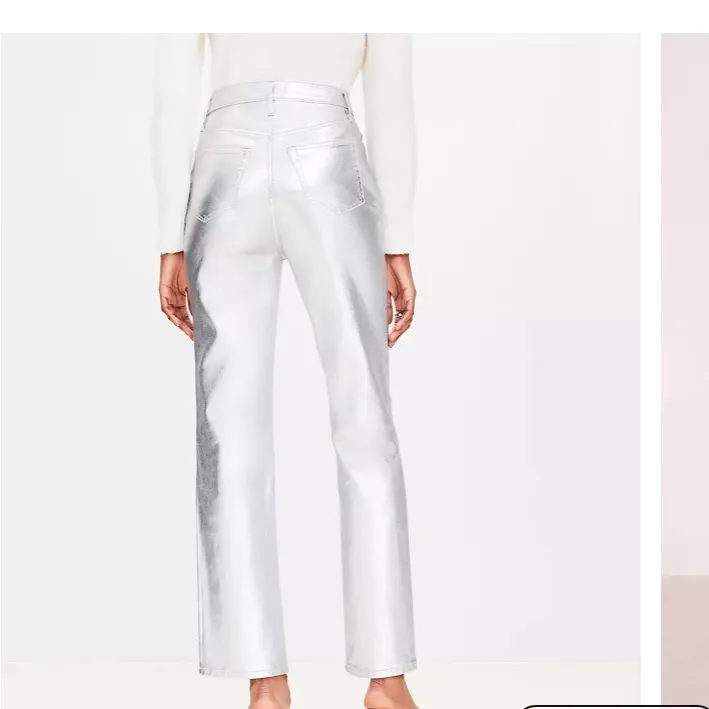 Ann Taylor Loft Silver Coated High Rise Straight Leg Jeans NEW 28 6 - Image 3