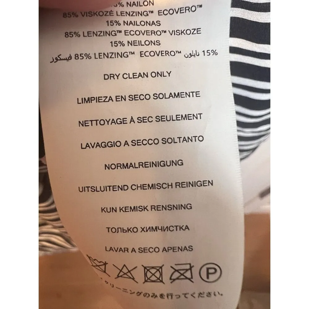 MICHAEL Michael Kors Graphic Halo Stripes Dress Size 12 Midnight Blue MR481NZBHK - Image 12