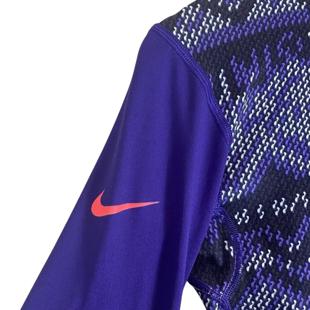 Nike Pro Hyperwarm Nordic Infinity Athletic Top Womens M Purple Funnel Neck - Image 6